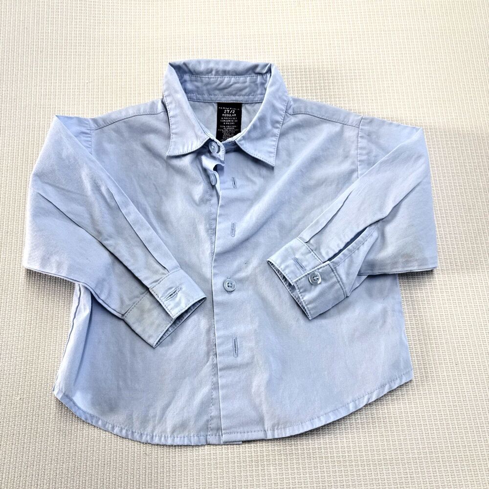 Nautica Light Blue Long Sleeve Button-Up Collared Boys Shirt - 2T